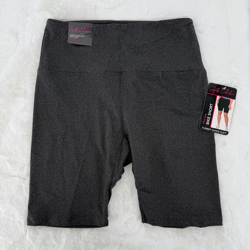 Suzette Collection Bike Shorts Womens Plus O/S Gray Yummy Super Soft Athletic